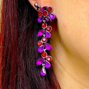 Purple and Red Drop Earrings